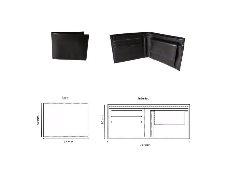  Porte 3 cartes rembordé avec monnaie et facturette - personnalisable