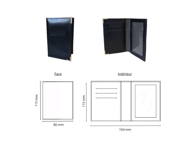  Porte 3 cartes rembordé et cristal intérieur - personnalisable