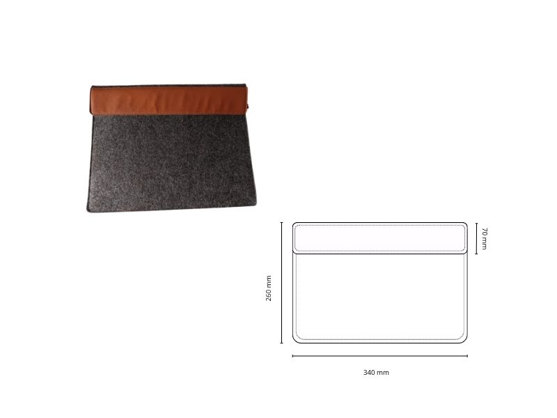  Housse d'ordinateur en feutre de laine avec fermeture scratch - personnalisable