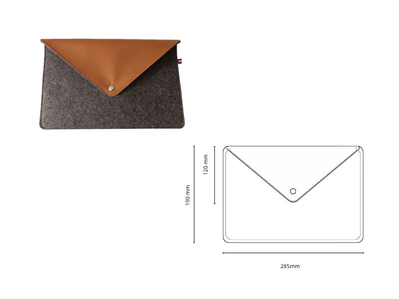  Housse tablette en feutre de laine avec rabat pression - personnalisable
