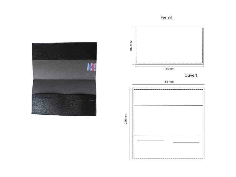 Porte chéquier horizontal et rabat 2 cartes - personnalisable