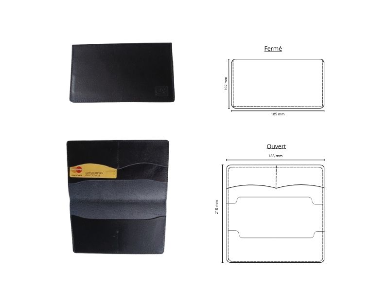  Porte chéquier horizontal et rabat 2 cartes - personnalisable