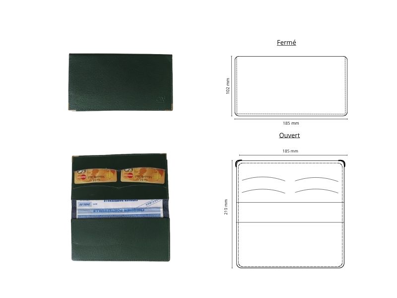  Porte chéquier horizontal et rabat 4 cartes - personnalisable