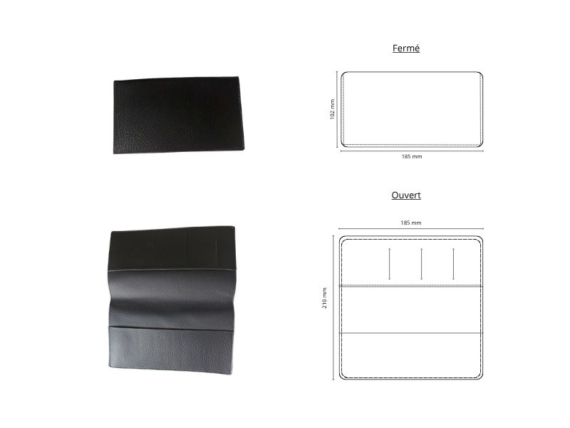  Porte chéquier horizontal et rabat 3 cartes - personnalisable