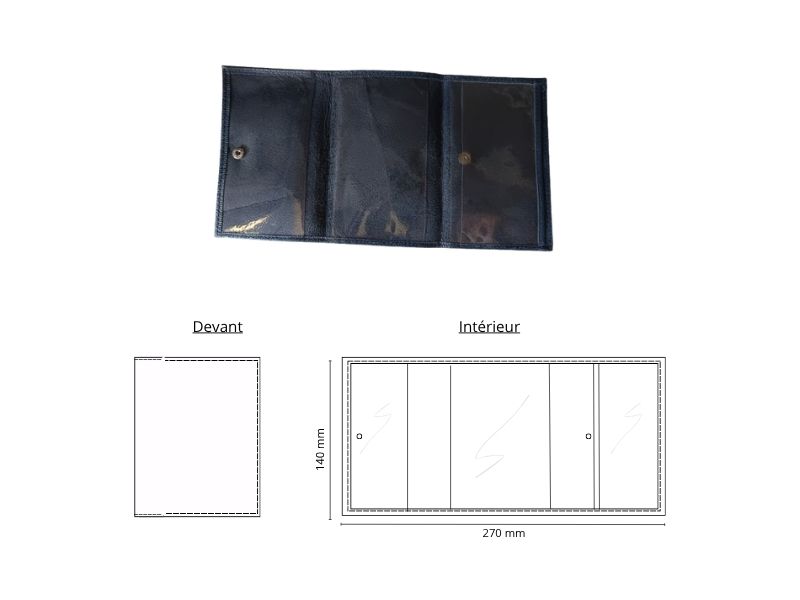  Etui carte grise 3 volets rembordé - personnalisable